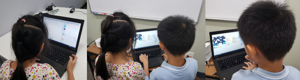 Kidzwhiz students working on Scratch